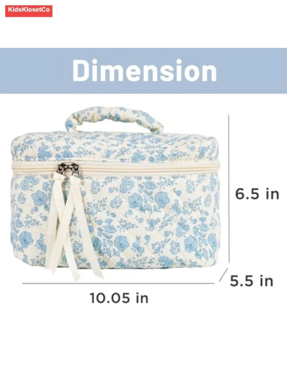 Quilted Cotton Cosmetic Bag Travel Makeup Organizer Toiletry Storage Pouch